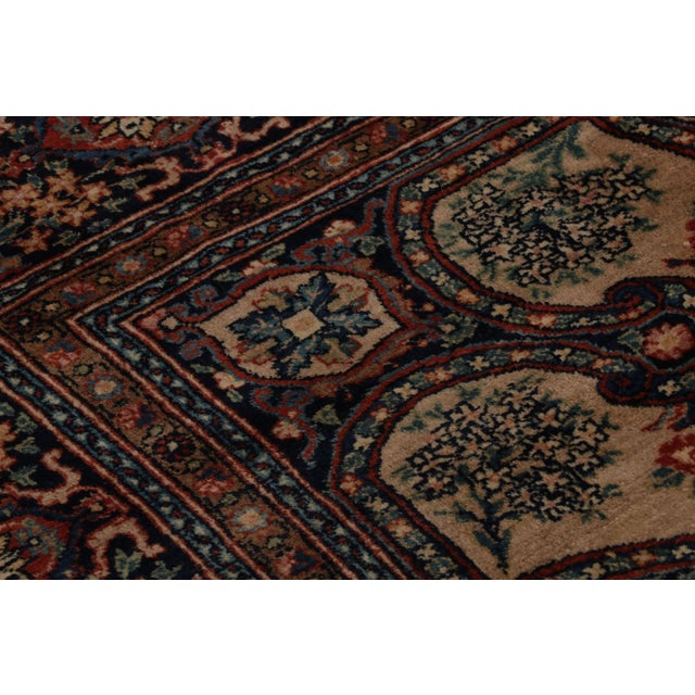 Rug & Kilim Hand-Knotted Antique Bidjar Rug in Beige Brown and Blue Floral Pattern For Sale - Image 4 of 9
