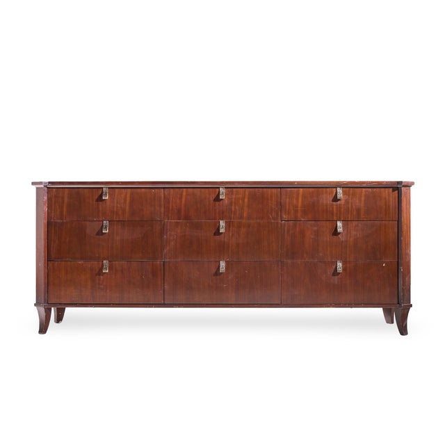 Thomas Pheasant for Baker Furniture Facet Chest Lowboy Dresser This lowboy measures: 85.75 wide x 22 deep x 34 inches high...