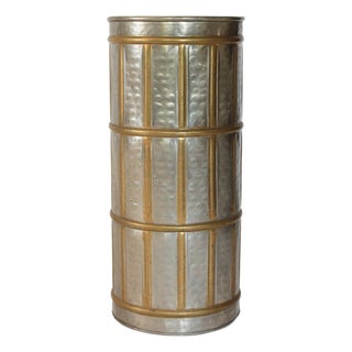 Vintage Hammered Brass Umbrella Holder For Sale