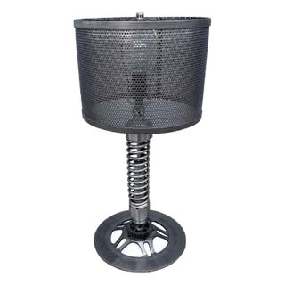 Vintage Industrial Piston Table Lamp, Hand-Crafted Aluminum, 1995 For Sale