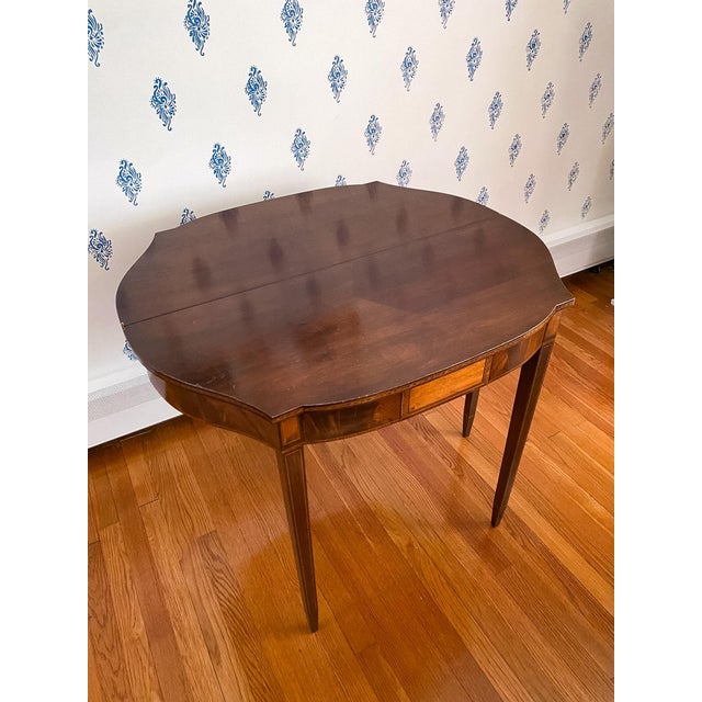 Antique Early 1900s American Neoclassical Revival Mahogany Game Table With Inlay For Sale - Image 14 of 18