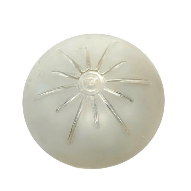 Mid-Century Modern 1950’s Sunburst Satin and Clear Glass Flush Mount For Sale - Image 3 of 6