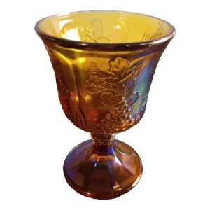 Vintage Indiana Glass Marigold Harvest Carnival Glass Goblet