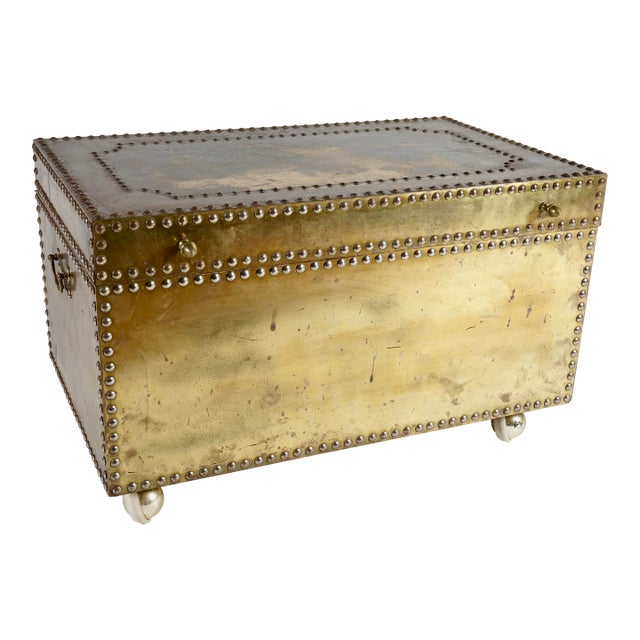 Vintage Brass Trunk in the Style of Sarreid LTD For Sale