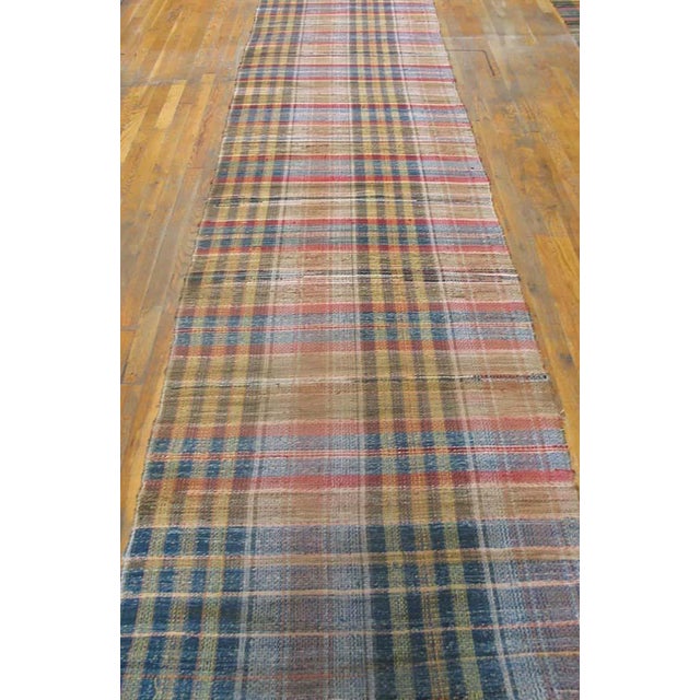 Early 20th Century American Shaker Rag Rug ( 3' x 26' - 90 x 792 ) Antique American Rag Rug Hallway Runner Wool & Cotton...