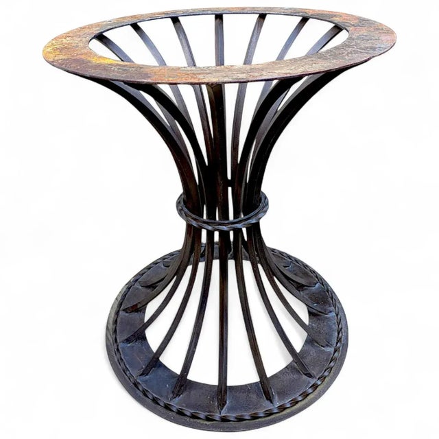 Modern Kreiss Trieste Collection 60" Round Travertine & Wrought Iron Center or Dining Table For Sale - Image 14 of 14