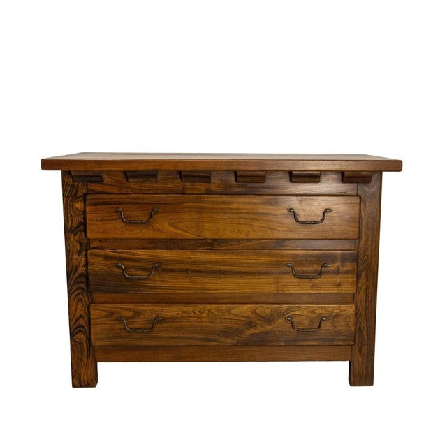 Brutalist Brutalist French Elm Commode Chest of Drawers, 1970s For Sale - Image 3 of 12