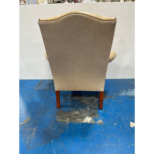 Ethan Allen Ethan Allen Vintage Leather Wing Chair For Sale - Image 4 of 9