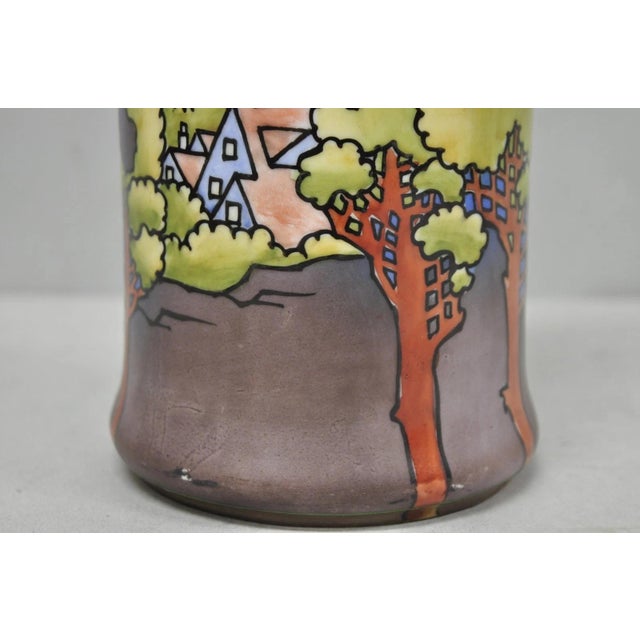 Blue Antique Nippon Hand Painted Blue Halloween Pattern Porcelain Wine Jug W/ Cork For Sale - Image 8 of 18