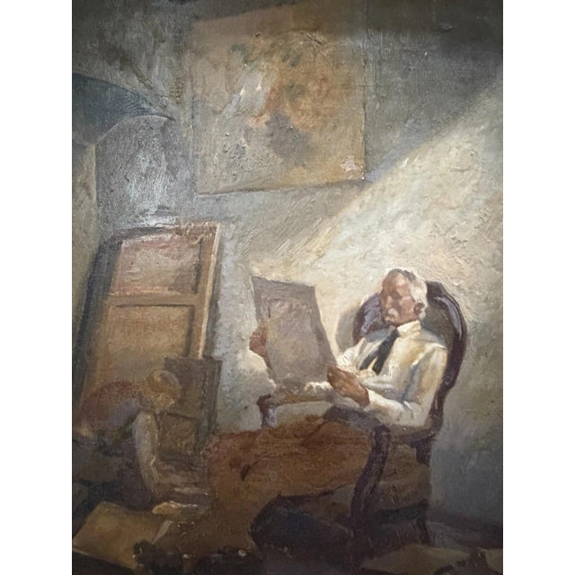 Karl Schlageter, Painter in the Studio, Oil Painting on Canvas For Sale - Image 10 of 13