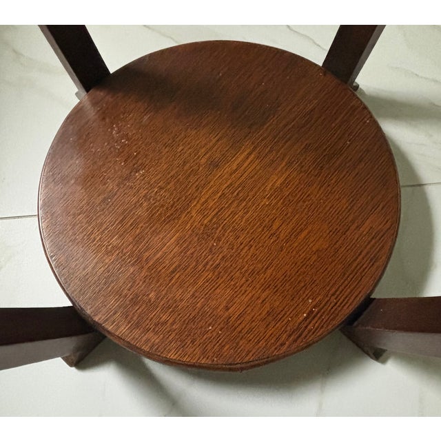 Antique 1930s American Art Deco Oak Side Table For Sale - Image 14 of 15
