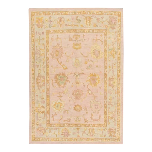 Modern Turkish Oushak Rug 5'4" x 7'7" For Sale