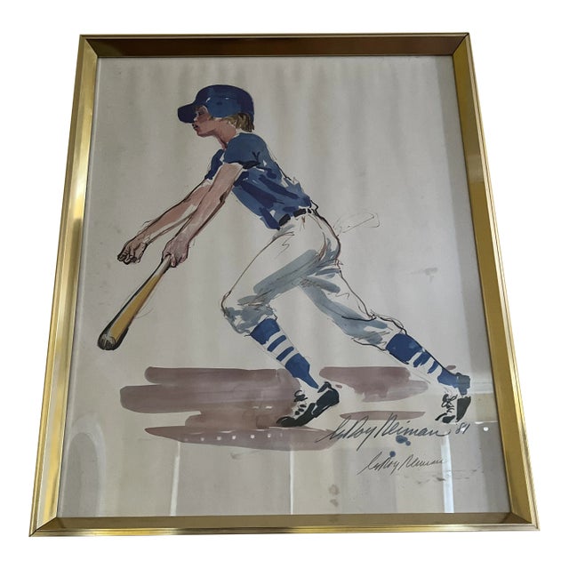 Vintage Leroy Neiman Double Hand Signed Sport Framed Lithograph For Sale