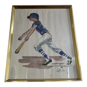 Vintage Leroy Neiman Double Hand Signed Sport Framed Lithograph