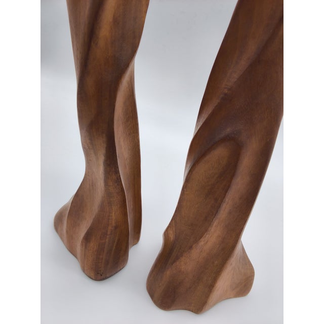 Wood Mid Century Modern Wood Carved Candlesticks - Pair For Sale - Image 7 of 11