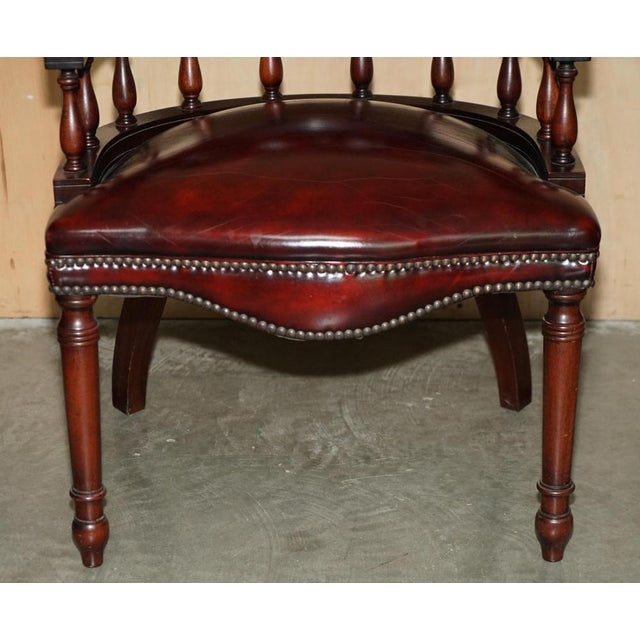 Oxblood Leather Chesterfield Captain's Chairs with Floor Lock Rings, Set of 2 For Sale - Image 10 of 18
