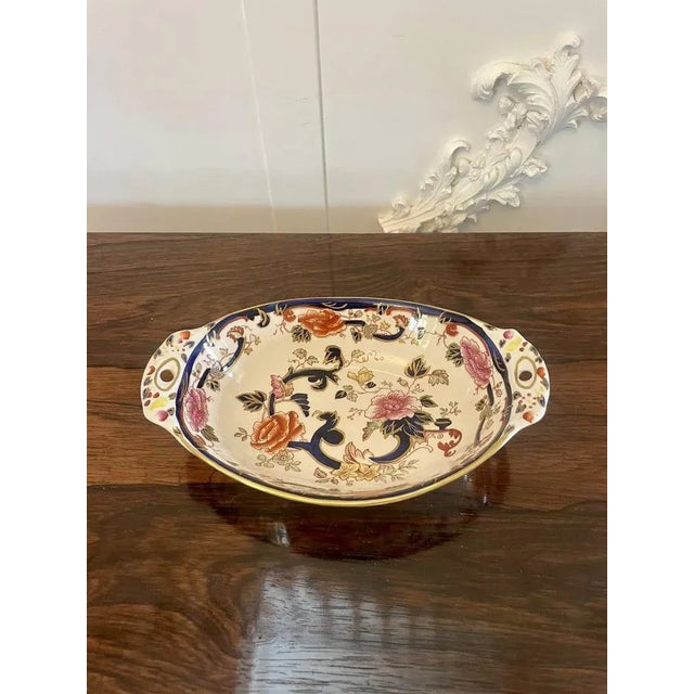 Quality antique hand painted Masons Ironstone bowl with fantastic quality hand painted decoration in red, pink, yellow,...