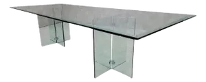 MCM Peter Ghyczy Style Beveled Glass Top Pedestal Dining/Conference Table/Desk