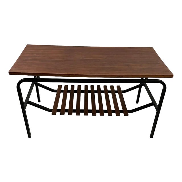 Mid-Century Italian Table with Magazine Holder, 1960s For Sale