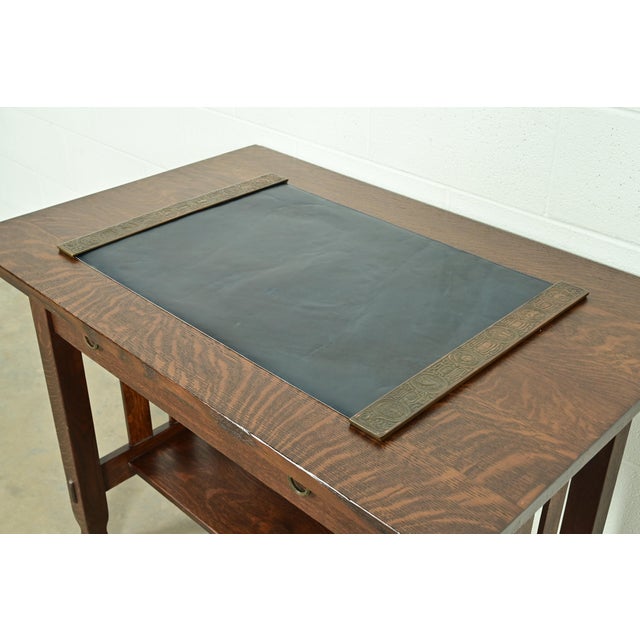 Art Deco Tiffany Studios New York Zodiac Pattern Bronze Blotter Ends With Leather Desk Blotter For Sale - Image 3 of 14