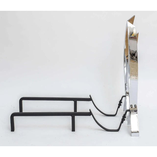 Silver Andirons Style Danny Alessandro Nickel-Plated For Sale - Image 8 of 10