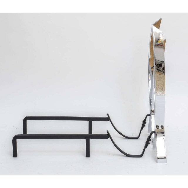 Silver Nickel-Plated Andirons in the Style of Danny Alessandro - a Pair For Sale - Image 8 of 10