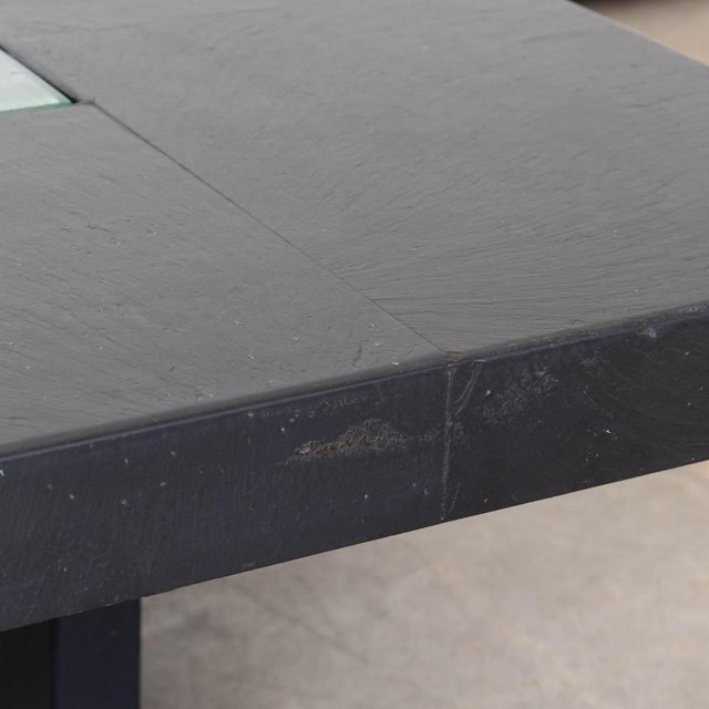 1970s Large French Black Slate and Glass Coffee Table For Sale - Image 14 of 14