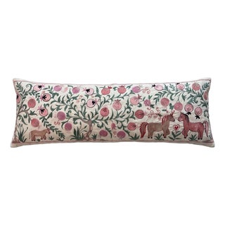 Horse Suzani Lumbar Pillow Cover 18'' X 53'' For Sale