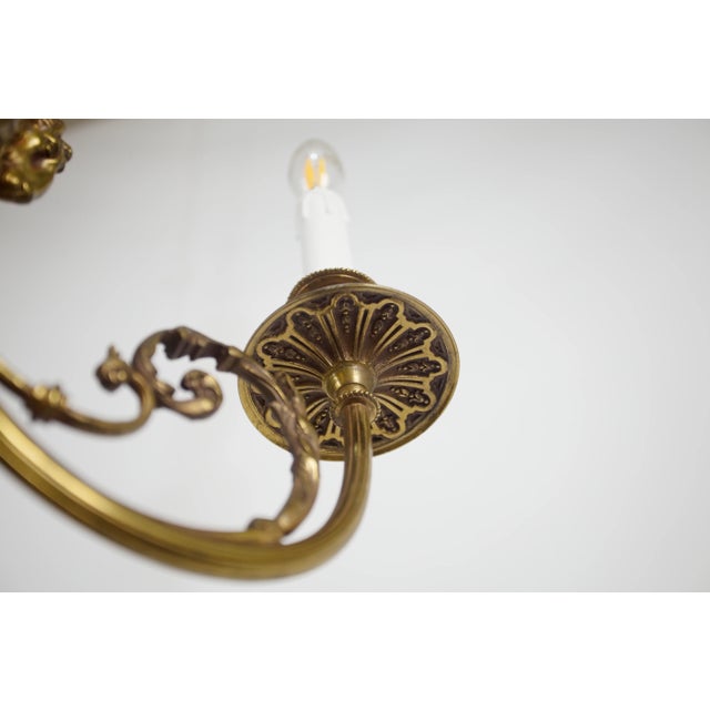 Metal Empire Three-Arm Brass Chandelier with Trestles For Sale - Image 7 of 10