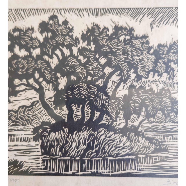 Black 20th Century American Linocut Print "Pond With Willows" by Berger Sandzen 1937 For Sale - Image 8 of 12