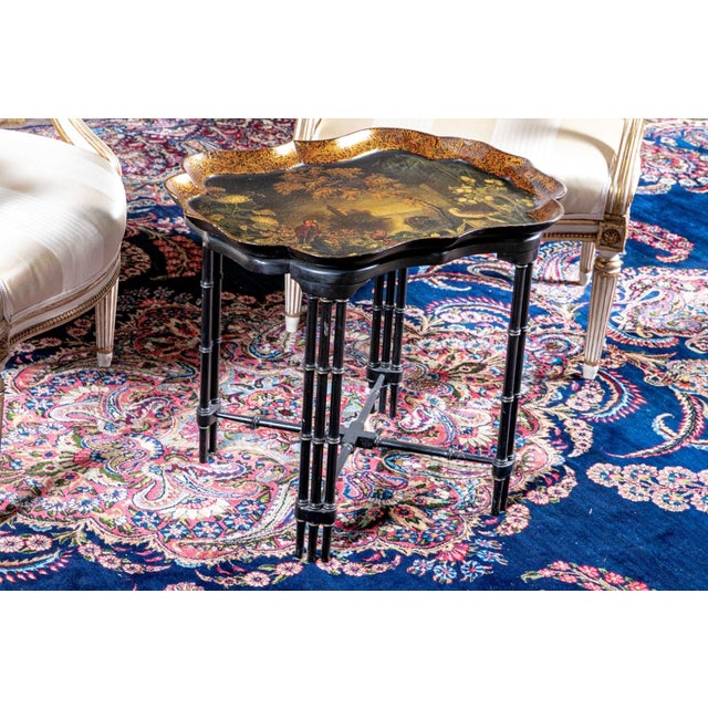 Chinoiserie Vintage Chinoiserie Lacquered Tray Top Coffee Table For Sale - Image 3 of 10