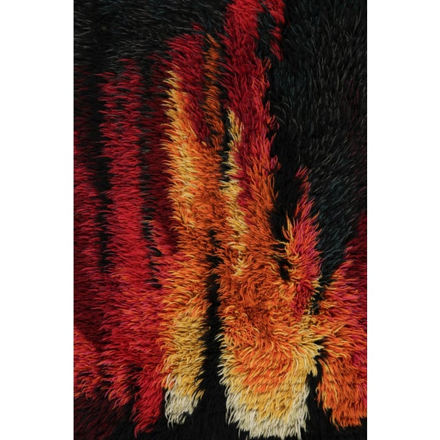 Vintage Swedish Rya Runner, Colorful Scandinavian Flame Patterns - Rug & Kilim For Sale In New York - Image 6 of 7