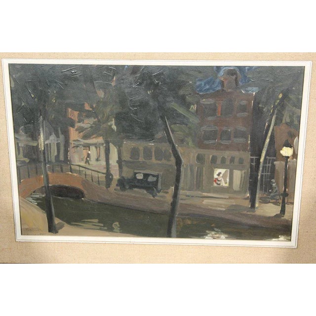 Impressionist 1940s Vintage Amsterdam Signed Oil Painting For Sale - Image 3 of 5