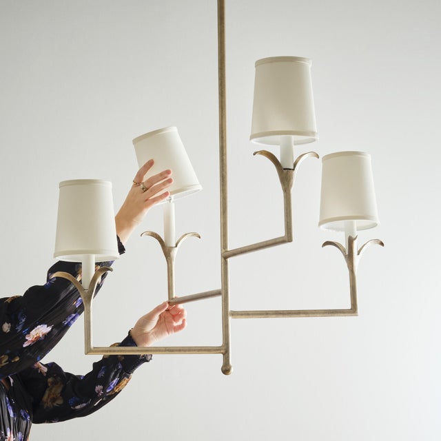 Contemporary Gold Rubbed Black Lily Stems Chandelier For Sale - Image 3 of 7