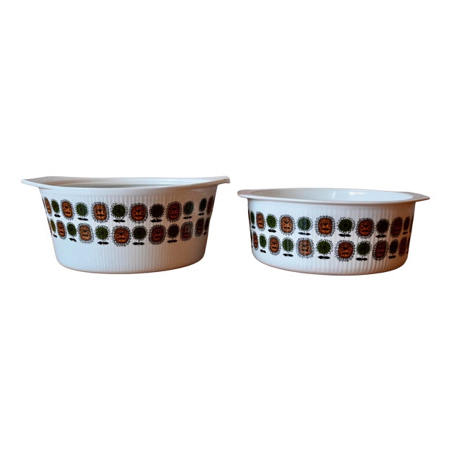 Floral Porcelain Ovenproof Casseroles by Digoin Sarreguemines, 1970s For Sale