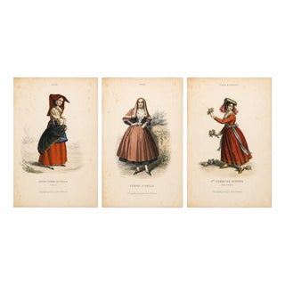 Italian Women Folk Costume Engravings, 1850, Engraving For Sale