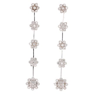 Diamond Dangling White Gold Earrings - A Pair For Sale