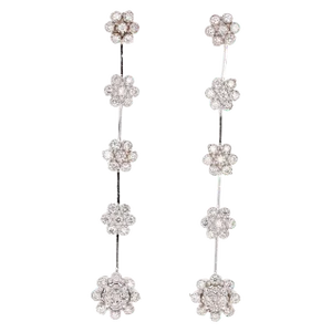Diamond Dangling White Gold Earrings - A Pair