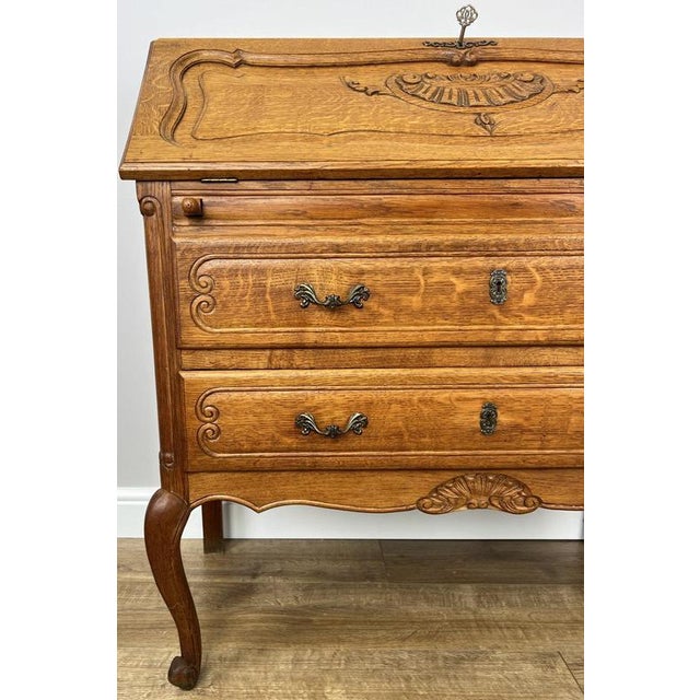 Vintage French Louis Oak Secretaire For Sale - Image 6 of 16