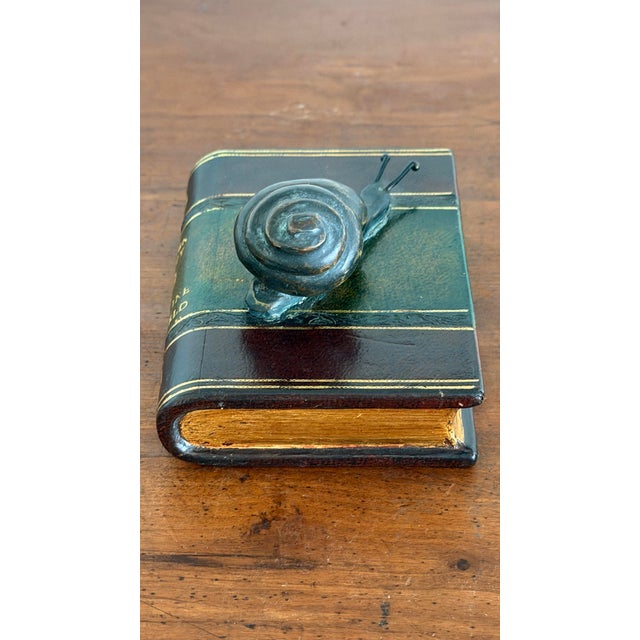 1980s Maitland Smith Bronze Snail on Book Paper Weight For Sale - Image 5 of 8