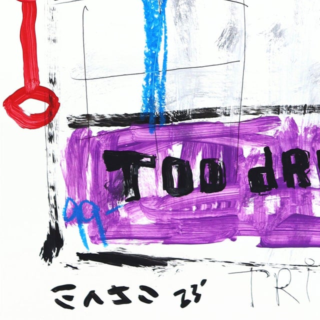 Abstract Cigarette Daydreams - Original Urban Pop Street Art Acrylic Painting on Posterboard For Sale - Image 3 of 6