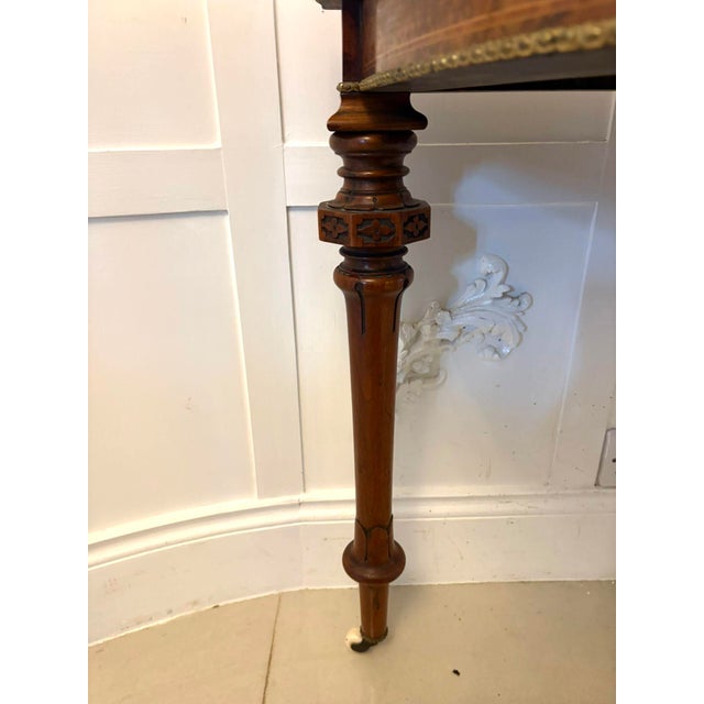 Antique Victorian Burr Walnut Card Console Table with Ormolu Mounts and Inlay, 1850 For Sale - Image 16 of 17