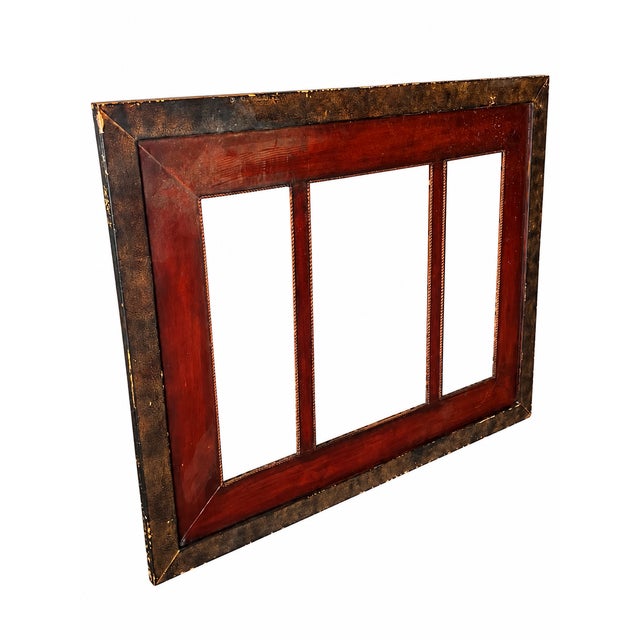 Gothic Heavy Metal Three-Opening Canvas Frame With Burgundy and Bronze-Tone Finish For Sale - Image 3 of 9