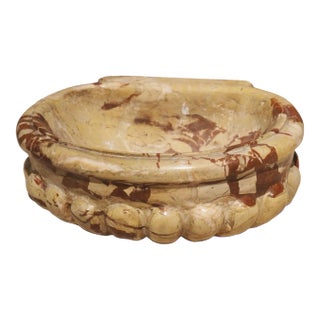 Small Italian Beige and Burgundy Marble Lobed Basin or Vide Poche For Sale