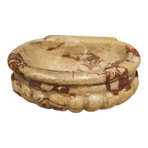 Small Italian Beige and Burgundy Marble Lobed Basin or Vide Poche