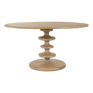 Mid Century Modern Round Dining Table - Fruitwood Finish For Sale