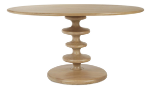Mid Century Modern Round Dining Table - Fruitwood Finish