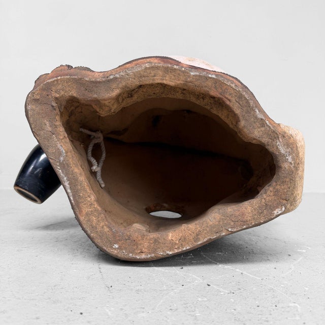 Shōwa Decorative Shigaraki Earthenware Tanuki with Sake Flask, Japan, 1970s For Sale - Image 10 of 11