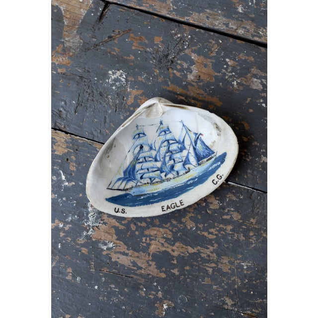 1950s Vintage Folk Art Hand-Painted "Us Eagle c.g." Clam Shell, Circa 1950s For Sale - Image 5 of 10