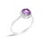 Contemporary 10K White Gold Purple Amethyst and 1/10 Cttw Diamond Halo Ring For Sale - Image 3 of 7